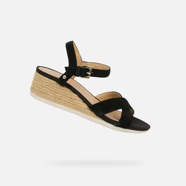 Geox Ischia Corda čierne sandále na platforme