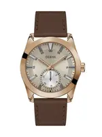 GUESS Analógové hodinky 'Greyson'  hnedá / zlatá