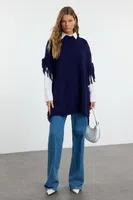 Trendyol Navy Blue Relaxed Fit Knitwear Sweater Poncho