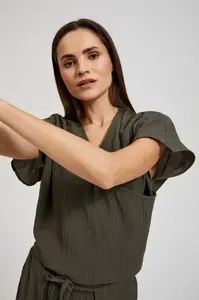 Dámská halenka  s výstřihem MOODO - olivově zelená