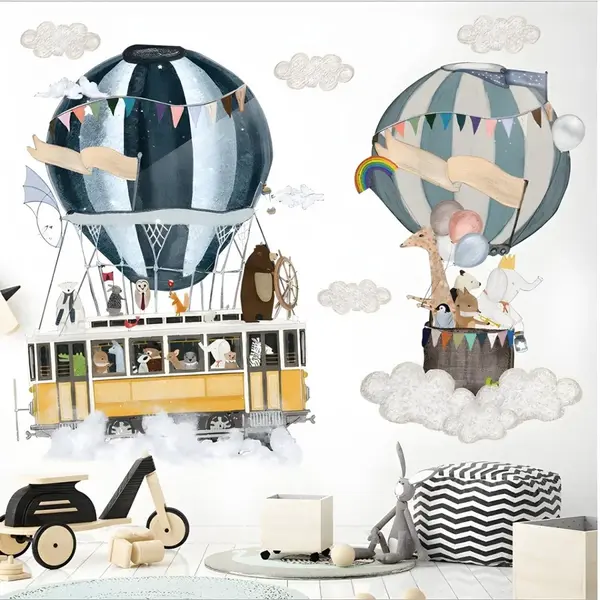 Samolepka na stenu/Tapeta Zvieratká v balónoch H16420