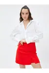 Koton Crop Košeľa s vreckom a dlhými rukávmi