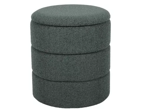 Okrúhly taburet s úložným priestorom Picardo, šedo-zelená látka%