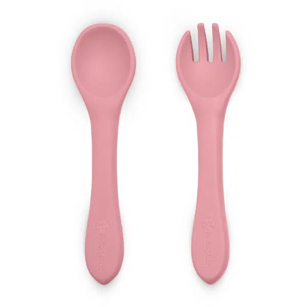 Petite&Mars Take&Match Silicone Cutlery příbor Dusty Rose 6 m+ 2 ks