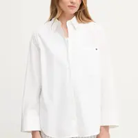 Bavlněná košile Tommy Hilfiger dámská, bílá barva, relaxed, s klasickým límcem, WW0WW45892