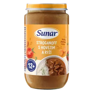 SUNAR Příkrm stroganoff s hovězím a rýží 12m+, 235 g