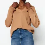 Trendyol Camel Polo Neck Pletený svetr