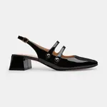 Kožené lodičky Coach Winley Slingback Mary Jane černá barva, na podpatku, s odkrytou patou, CAS42