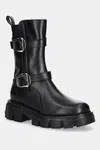 Kožené kotníkové boty Love Moschino dámské, černá barva, na platformě, JA24095G1NIA0000