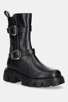 Kožené kotníkové boty Love Moschino dámské, černá barva, na platformě, JA24095G1NIA0000