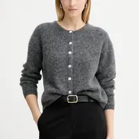Vlněný kardigan American Vintage GILET ML COL ROND šedá barva, VITO19E
