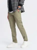 Ombre Men's STRAIGHT LEG cargo pants with zippered pockets - olive