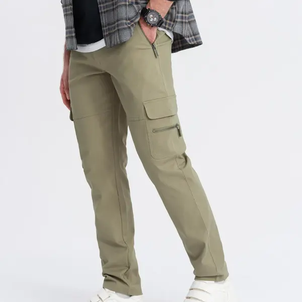 Ombre Men's STRAIGHT LEG cargo pants with zippered pockets - olive