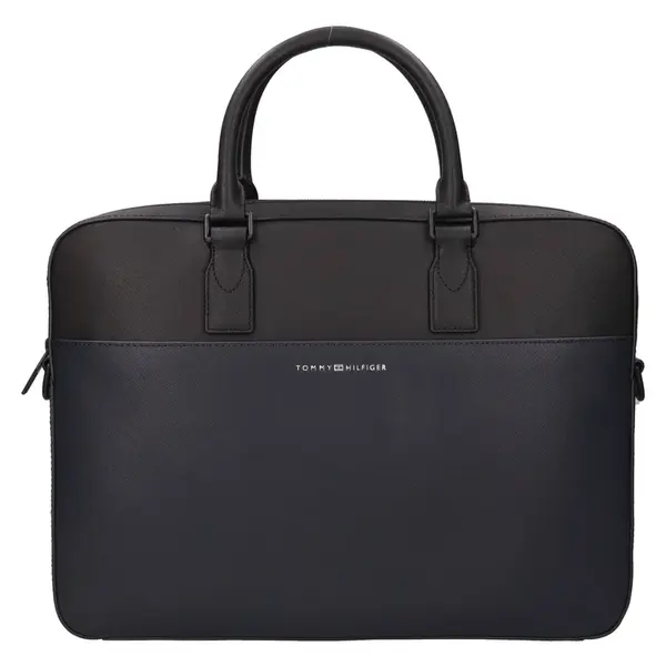 Pánská kožená business taška na notebook Tommy Hilfiger Noah - černá
