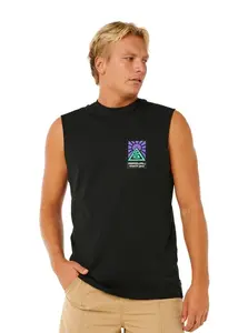 Rip curl pánské tílko Search Dawn Muscle Black | Černá | Velikost XXL | 100% bavlna