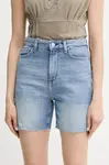 Džínové šortky Guess dámské, modrá barva, high waist, W5GD47 D5B94