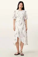 Šaty AllSaints SERENE bílá barva, midi, W209DC