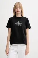 Bavlněné tričko Calvin Klein Jeans dámské, černá barva, LV047B865G