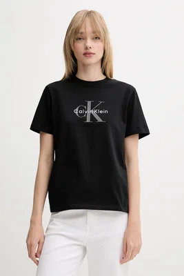 Bavlněné tričko Calvin Klein Jeans dámské, černá barva, LV047B865G
