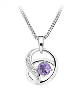 Silver Cat Módní náhrdelník se syntetickým ametystem SC457 (řetízek, přívěsek)