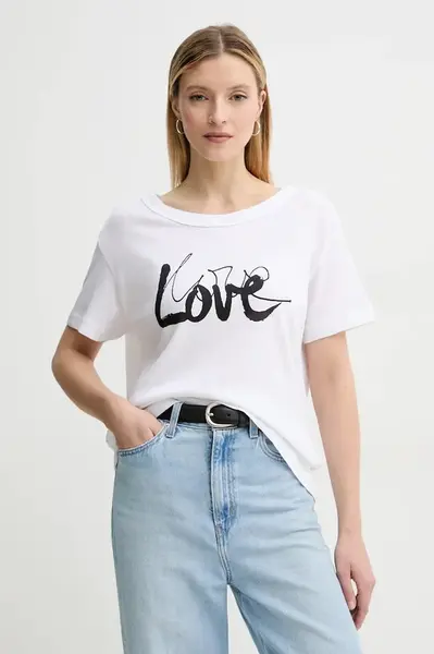 Bavlněné tričko Marc O'Polo bílá barva, 503226851069