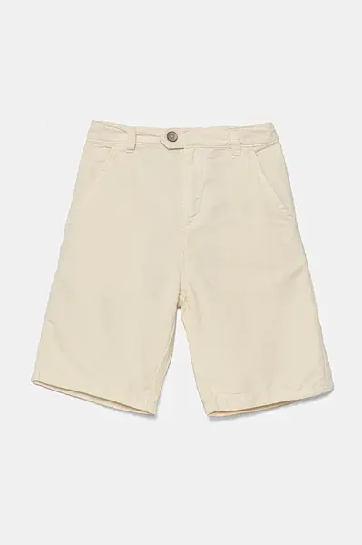 Dětské šortky s příměsí lnu Guess béžová barva, nastavitelný pas, L5GD09 WG5G0
