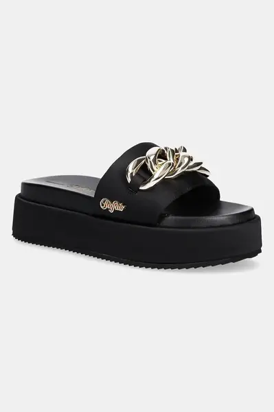 Pantofle Buffalo Noa Slide Chain 2.0 dámské, černá barva, na platformě, 1602258-BLK