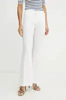 Lněné kalhoty Luisa Spagnoli dámské, béžová barva, zvony, high waist, 542052