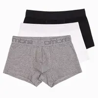 Ombre Men's cotton boxer shorts with logo - 3-pack mix