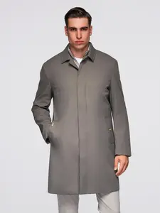Ombre Men's minimalist coat with detachable vest - ash