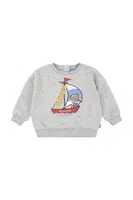 Kojenecká mikina Levi's LEVIS SAILING 3D CREW šedá barva, s potiskem, 6EM320