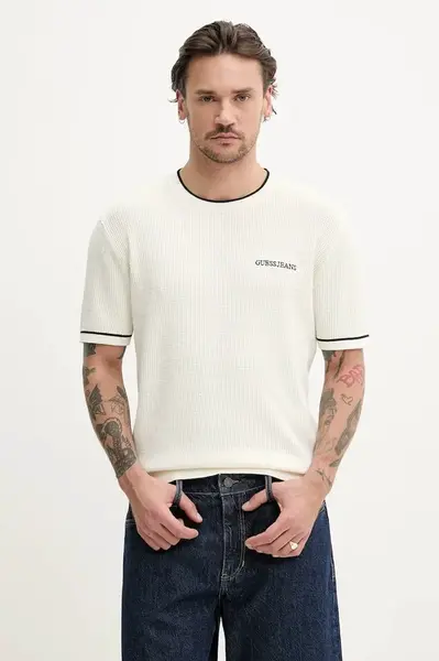 Bavlněné tričko Guess Jeans béžová barva, M5GR17 Z3HM1