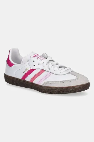 Dětské kožené sneakers boty adidas Originals SAMBA OG růžová barva, JP5494