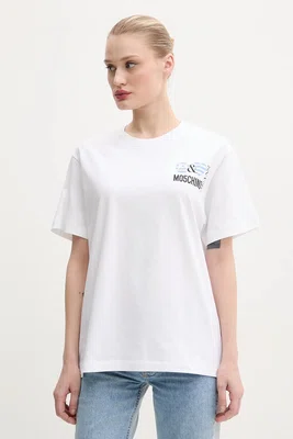 Bavlněné tričko Moschino Jeans bílá barva, 0713 3732