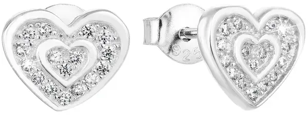Evolution Group - Pavona Stříbrné náušnice Srdce se zirkony 11025.1