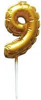 Dortová svíčka BALÓNEK "9" 3,7X5,9CM  268659 ZLATÁ