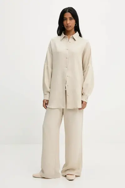 Košile a kalhoty se lnem Answear.LAB dámská, béžová barva