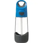 b.box Bottle with Straw fľaša s rúrkou Blue Gray 450 ml