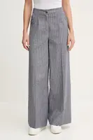 Kalhoty s příměsí lnu United Colors of Benetton dámské, tmavomodrá barva, široké, high waist, 49KBDF091