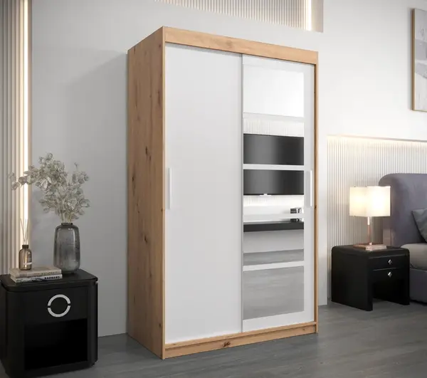 Šatní skříň Abi Ro1 Barva korpusu: Dub Sonoma, Rozměry: 150 cm, Dveře: Dub sonoma