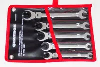 Očkoploché kloubové klíče s ráčnou na převlečné matice, 10 - 17 mm, 5 ks - QUATROS QS50200