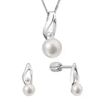 Evolution Group - Pavona Souprava stříbrných šperků s pravými perlami a zirkony 29070.1B (náušnice, řetízek, přívěsek)
