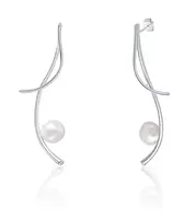 JwL Luxury Pearls Dlouhé stříbrné náušnice s pravými barokními perlami a zirkony JL0681