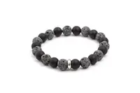 Agato Korálkový náramek z lávového kamene a achátu MINK101 19 cm