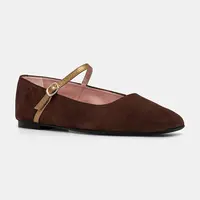 Semišové baleríny Pretty Ballerinas Camille hnědá barva, 52217_A