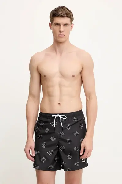 Plavkové šortky Karl Lagerfeld černá barva, A1M46060