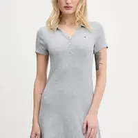 Šaty Tommy Jeans šedá barva, mini, přiléhavé, DW0DW21172