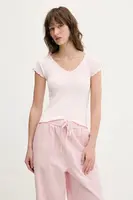 Tričko Tommy Jeans růžová barva, DW0DW21349