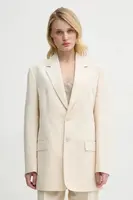Plátěné sako Filippa K béžová barva, jednořadá, hladká, 31338