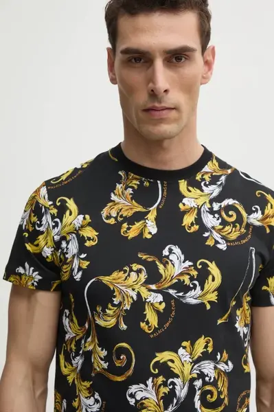 Bavlněné tričko Versace Jeans Couture černá barva, 78GAH6S0 JS458